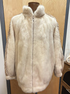 1970 FABIANI ROMA Vintage Mink Real Fur Coat Zip Jacket Cream/White (org $3500)
