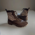COACH Brand Citysole Combat Boot Leather Signature Oak Maple Size 10.5(org $350)