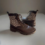 COACH Brand Citysole Combat Boot Leather Signature Oak Maple Size 10.5(org $350)