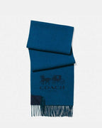 Designer COACH scarf 100% cashmere blue $225 warm 72” X 16” navy/denim 12166