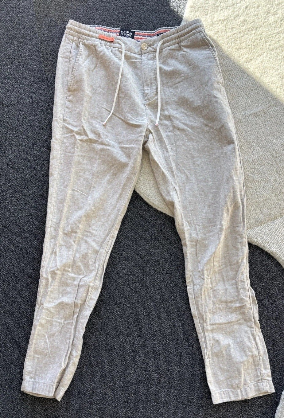 SCOTCH & SODA Warren Linen Cotton Jogger Pants Gray Herringbone 32x32 (org $149)