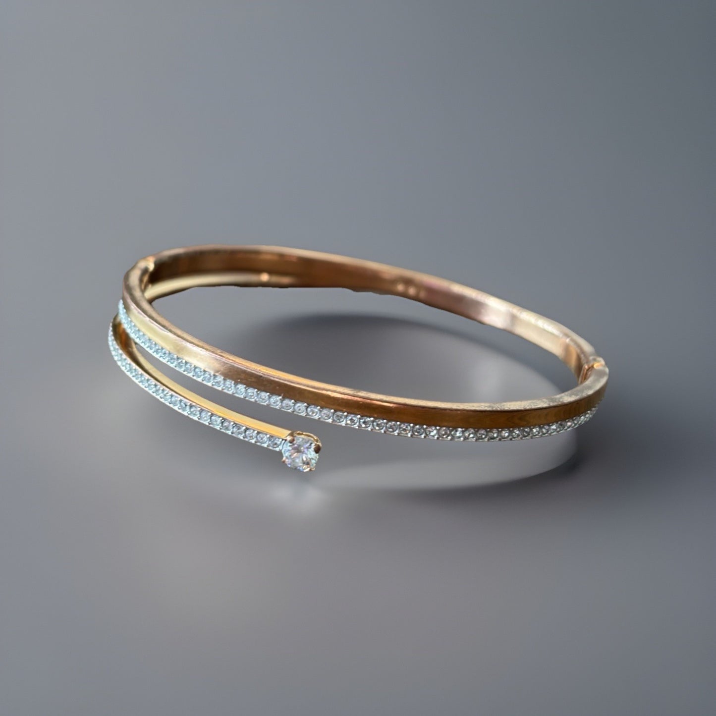 SWAROVSKI “Fresh” Bangle White Crystals Rose Gold Tone Plated Size S (org $150)