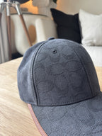 COACH Runway Baseball Cap Hat Signature C Black Jacquard W/ Leather (org $175)