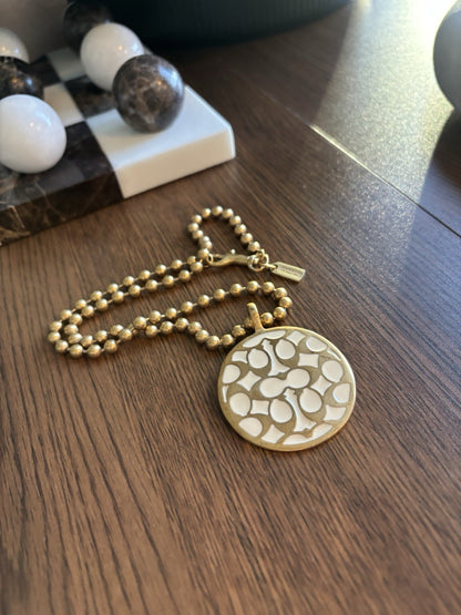 COACH Vintage Signature Pendant Miranda Bead Chain Link Necklace Gold (org $200)
