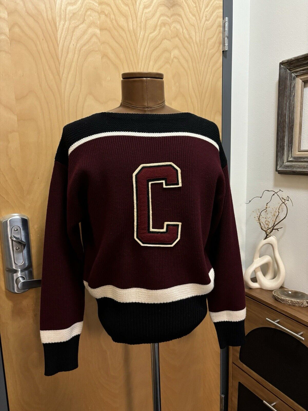 COACH Retro-Inspired Cheerleader Top Wool Knit Varsity Stripes Letterman ($450)