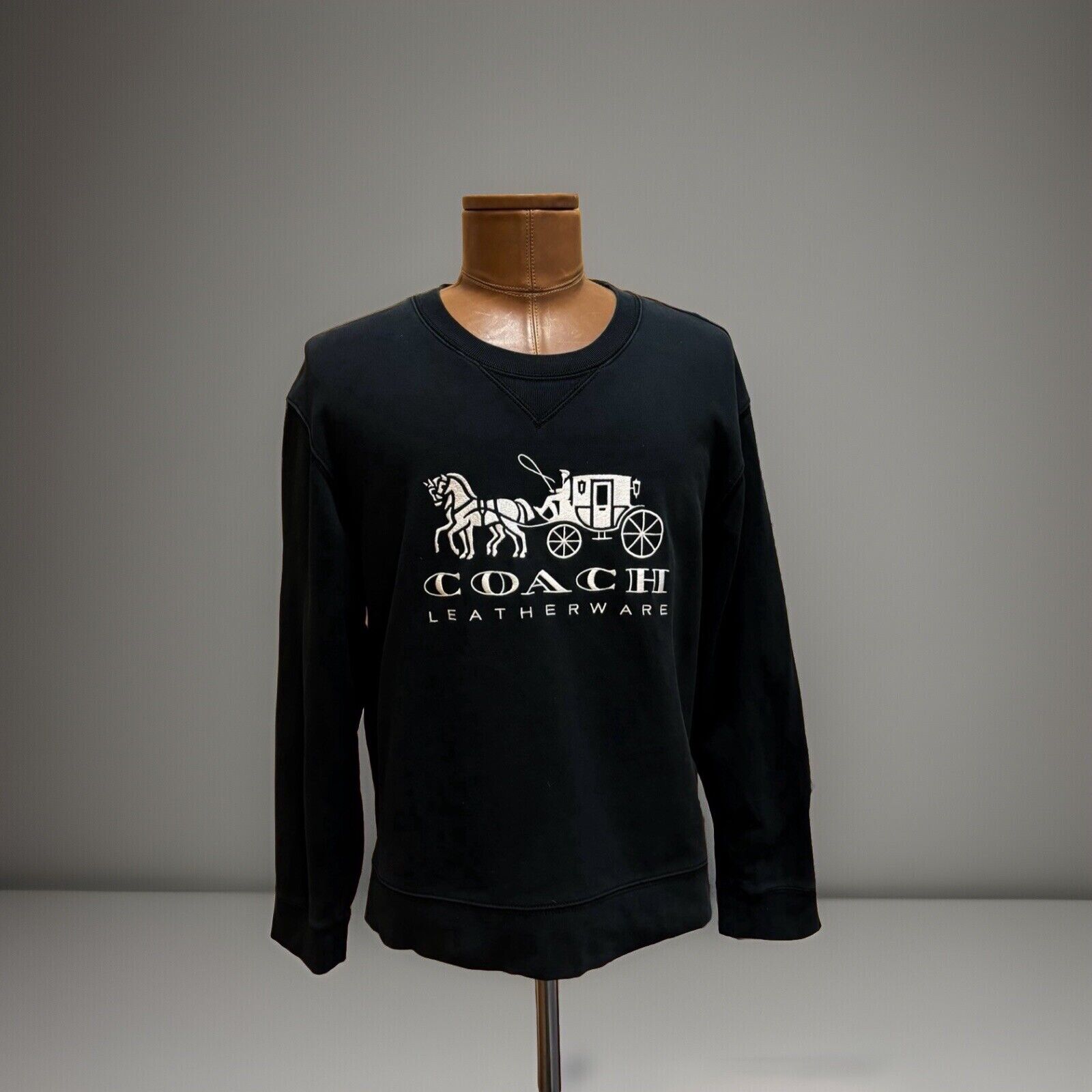 COACH Designer Horse And Carriage Crewneck Sweatshirt L BLK Unisex C9116 ($250)