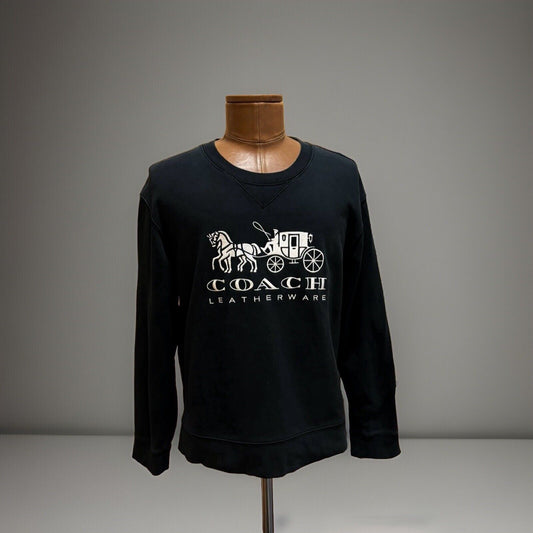 COACH Designer Horse And Carriage Crewneck Sweatshirt L BLK Unisex C9116 ($250)