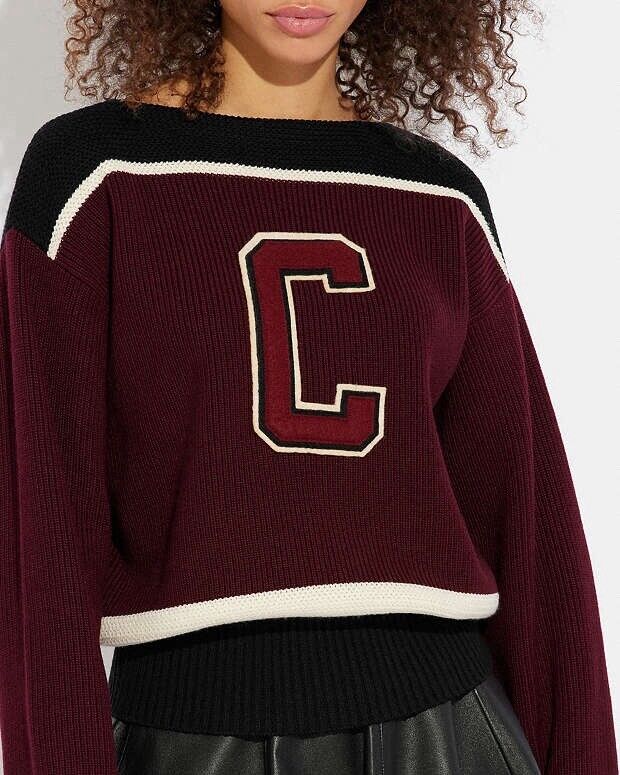 COACH Retro-Inspired Cheerleader Top Wool Knit Varsity Stripes Letterman ($450)