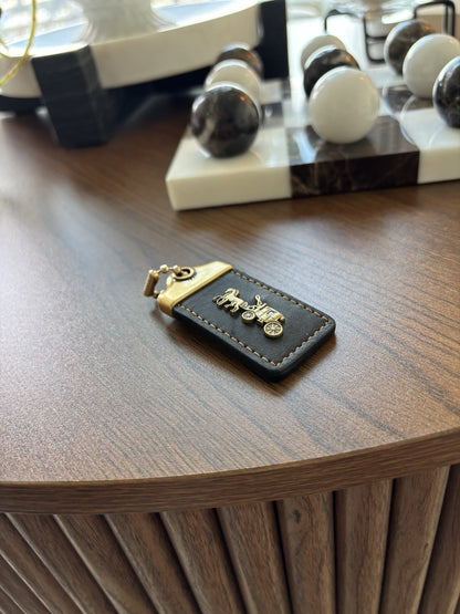 COACH 1941 Designer Hanging Tag Horse Carriage Bag Charm Fob Chain Black/Gold