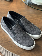 Coach Signature C Logo Canvas Slip On Sneakers Charcoal Women Size 11 (org $175)