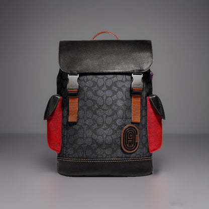 Designer COACH Rivington Backpack Rucksack Signature Leather Red/ Blk (org $595)