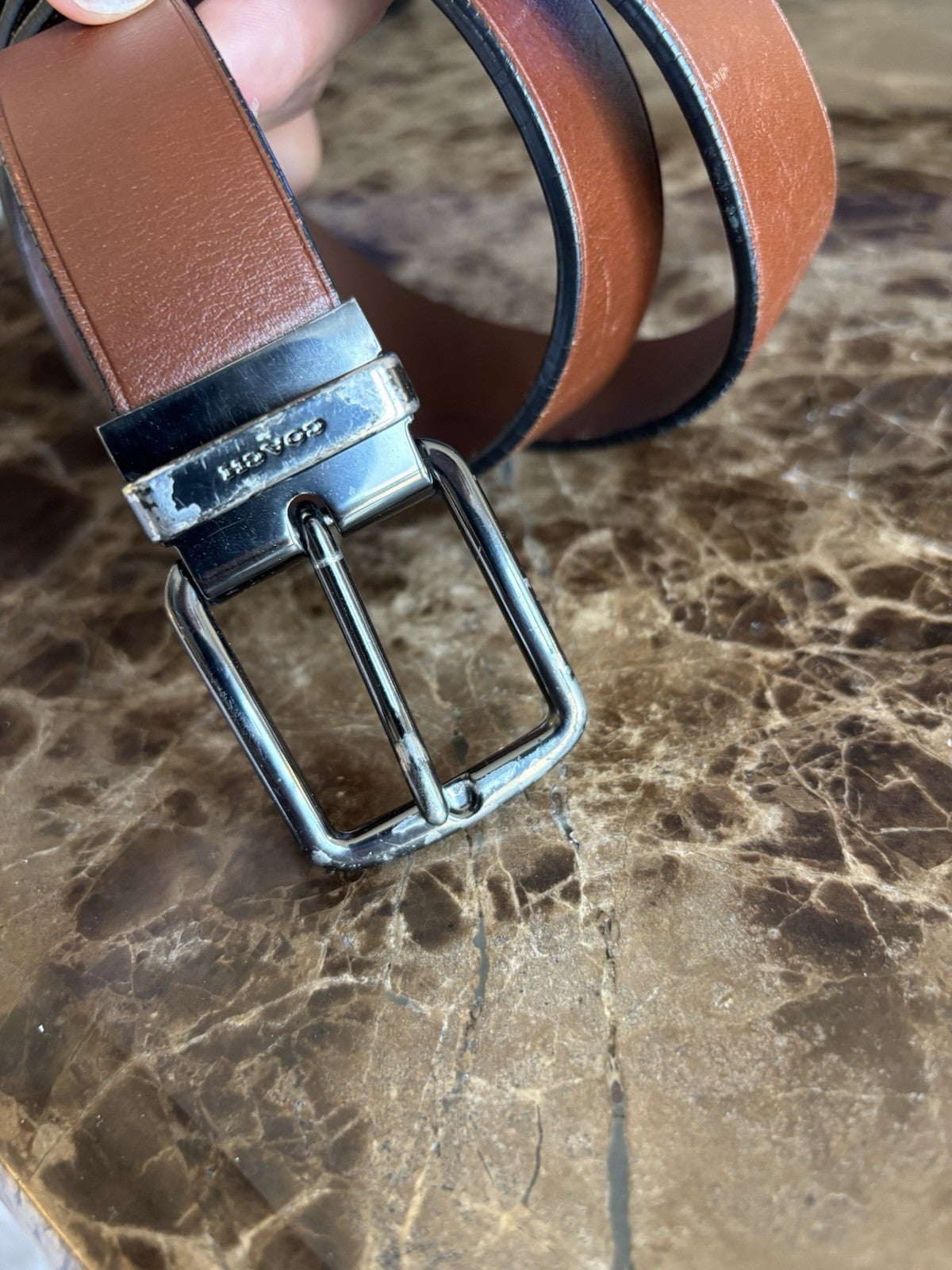 Designer COACH Belt Gun Metal Buckle Mahogany Brown Leather Cut 30 (org $175) ￼