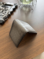 Rare COACH Retail Crocodile Embossed Leather Bifold Wallet Card Fog (org $225)