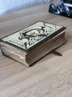 Antique 1875 Czech Bohemian Catholic Prayer Book  Hardcover Leather Brass Clasp