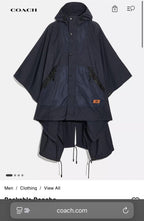 NWT Men COACH Runway Coat Poncho & Travel Bag Set Black/ Navy Size L (org $795)