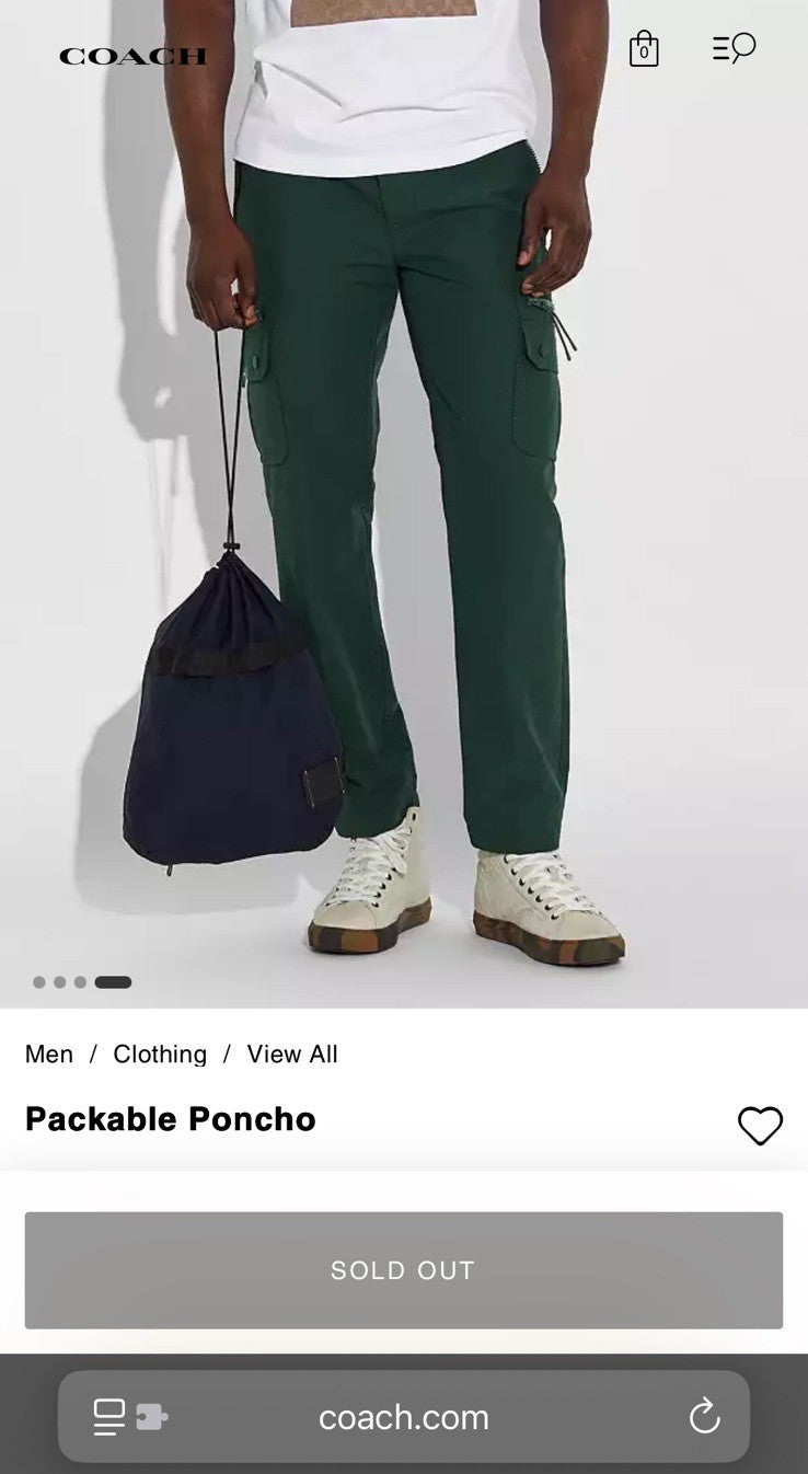 NWT Men COACH Runway Coat Poncho & Travel Bag Set Black/ Navy Size L (org $795)