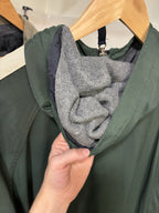 VINTAGE 1990 Abercrombie & Fitch Windbreaker Jacket Green Varsity Stripe Hood XL
