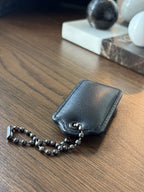 COACH Pillow Hangtag Black Nappa Leather Puffy Tag Gunmetal Chain Replacement