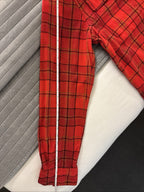 COACH Designer Long Sleeve Button Up Shirt Flannel Red Plaid Size L (org $350)