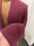 EILEEN FISHER Mohair Blend Cardigan Purple Open Knit Italian Yarn Sweater USA XL