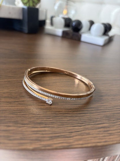 SWAROVSKI “Fresh” Bangle White Crystals Rose Gold Tone Plated Size S (org $150)