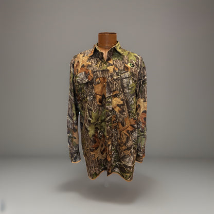 Mossy Oak Tree Camo Button-Up Shirt Size Large Russell Outdoors NWOT (org $45)