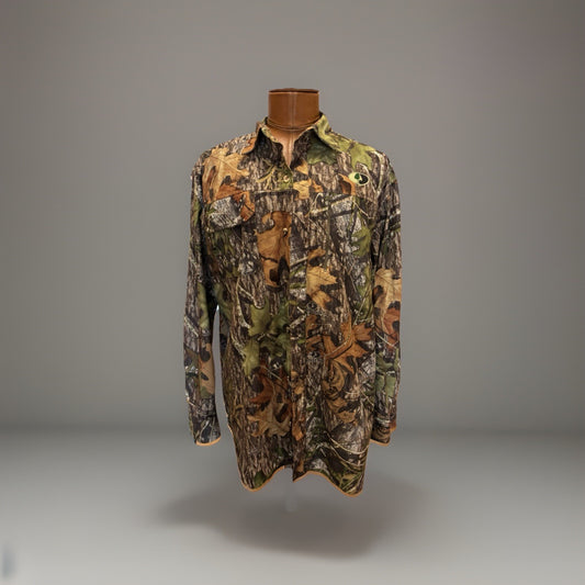 Mossy Oak Tree Camo Button-Up Shirt Size Large Russell Outdoors NWOT (org $45)