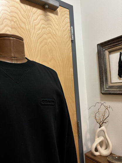Designer COACH Essential Crew Neck Sweater Classic Heritage Black Size M ($250)