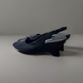 VANELI Black Suede Leather Wedge Sandals Peep Toe Leather Heels Women Size 8.5 M