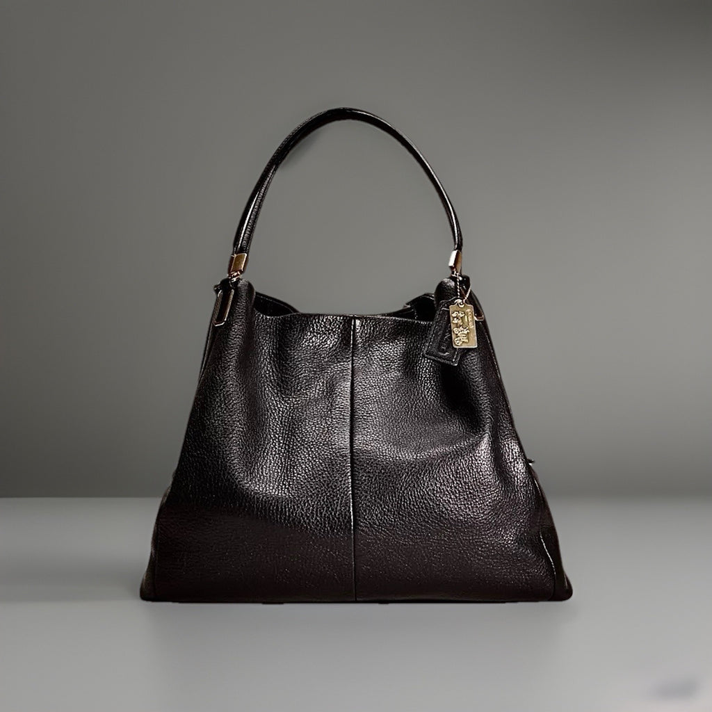 Designer COACH Madison Phoebe Shoulder Bag Black Leather 3Compartment (org $395)