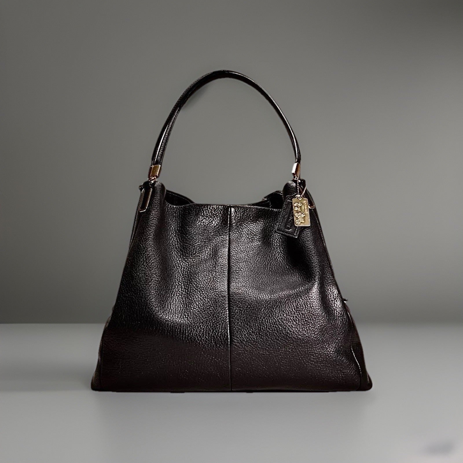 Designer COACH Madison Phoebe Shoulder Bag Black Leather 3Compartment (org $395)