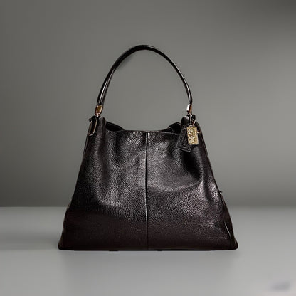 Designer COACH Madison Phoebe Shoulder Bag Black Leather 3Compartment (org $395)