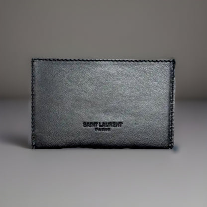 SAINT LAURENT Designer YSL Black Minimalist Cow Leather Case/Credit Card Holder