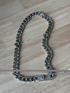COACH 2005 Rare Vintage Chunky Silver Heavy Curb Chain Turnlock Necklace 20.5”