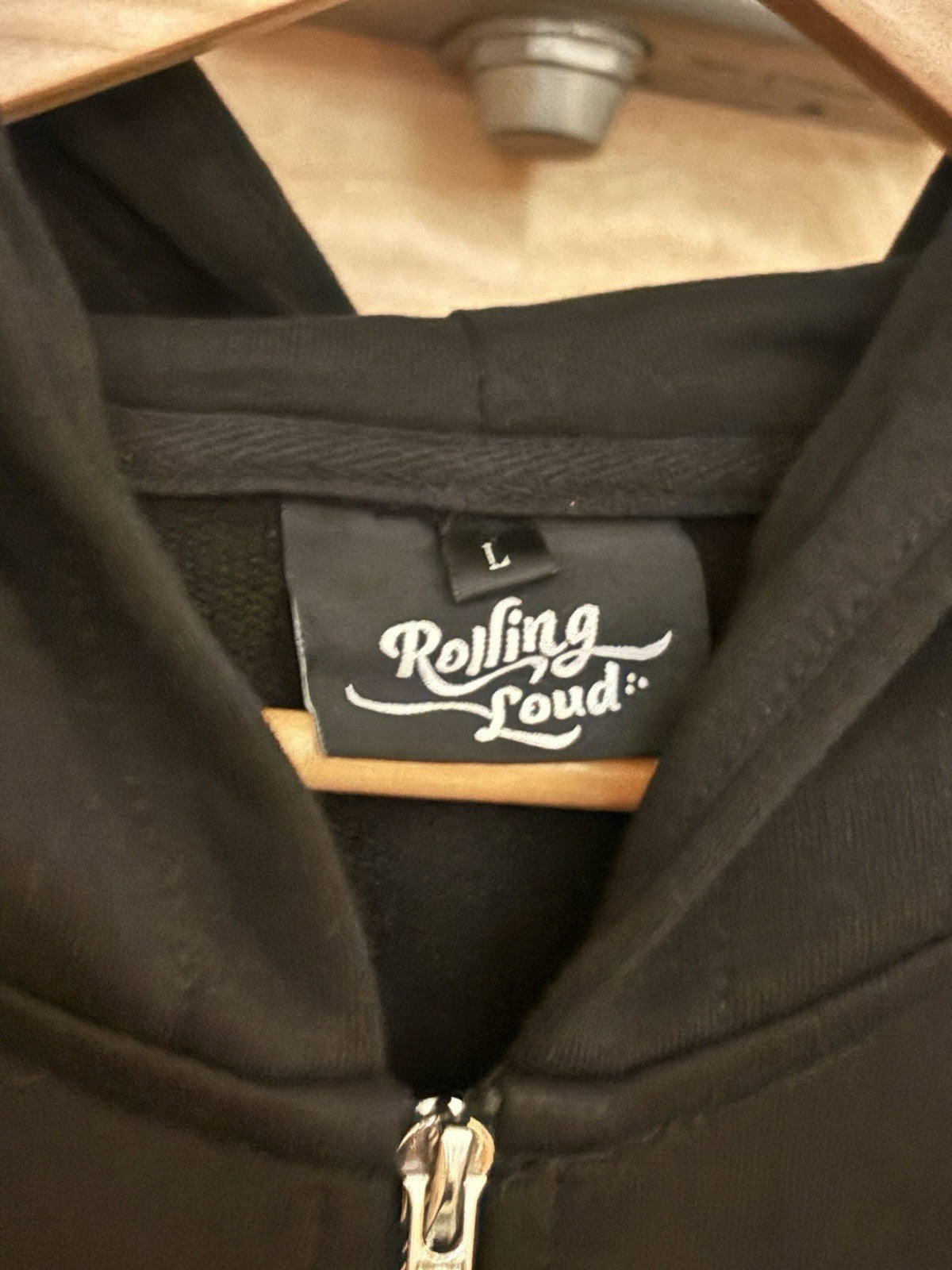 ROLLING LOUD MIAMI 2024 X MASTERCARD Black Graphic Logo Racing Zip Hoodie Size L