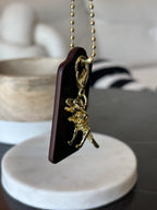 COACH New York Designer REXY Hang Tag Dino Bag Charm Fob Chain Gold/Black/Maroon