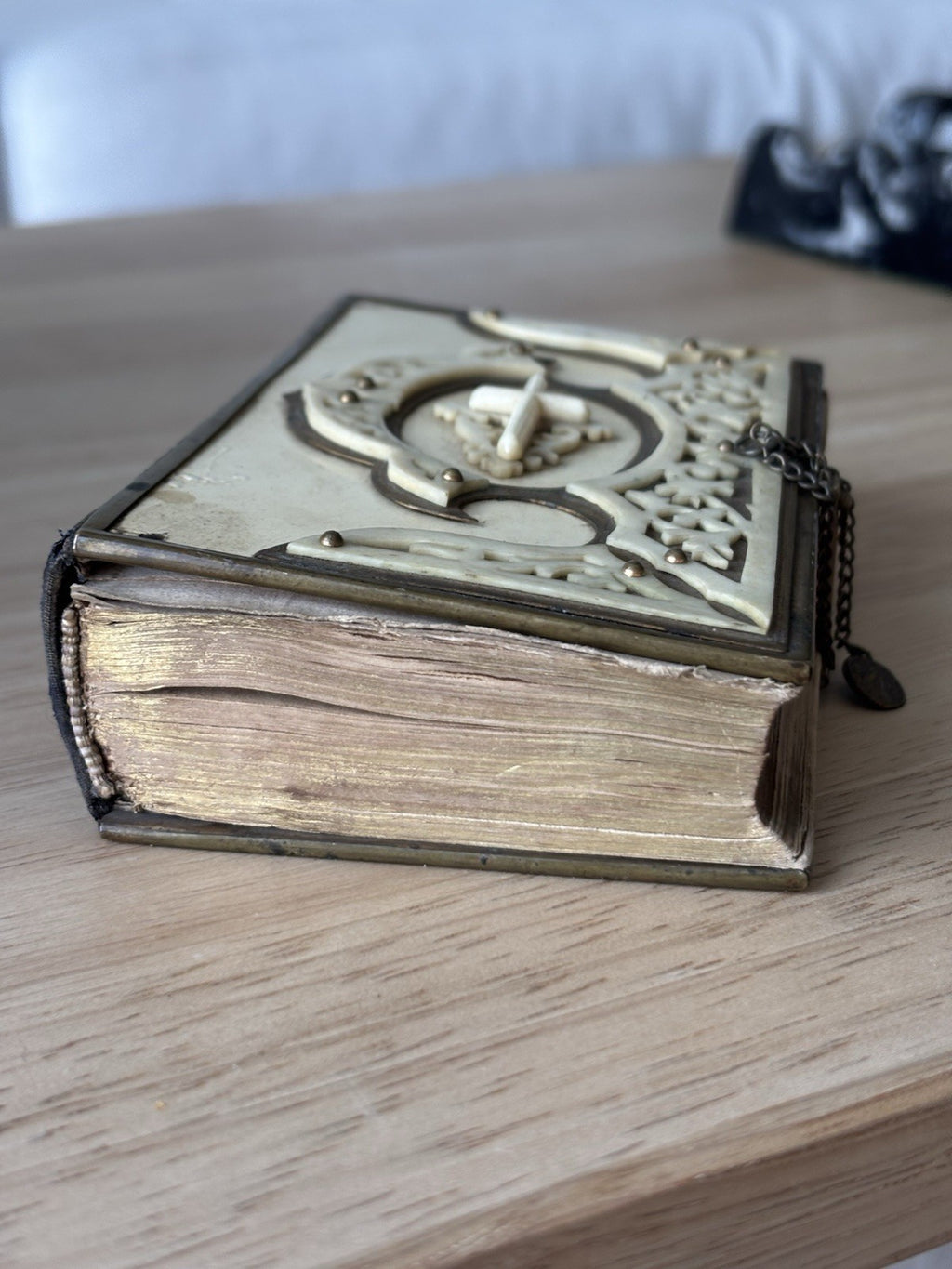 Antique 1875 Czech Bohemian Catholic Prayer Book  Hardcover Leather Brass Clasp