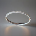 SWAROVSKI Crystal Polished Silver Tone Hinged Bangle Bracelet Signed (org $225)