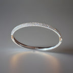 SWAROVSKI Crystal Polished Silver Tone Hinged Bangle Bracelet Signed (org $225)