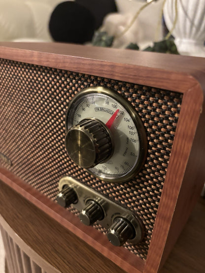 VICTROLA Retro Wood Bluetooth Wireless Speaker Radio Vintage Design (org $110)