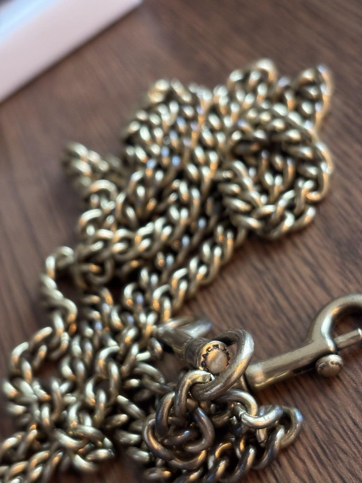 COACH Designer Bag Chain Strap Gold/Antique Brass Metal w/ Leash Clip (org $150)
