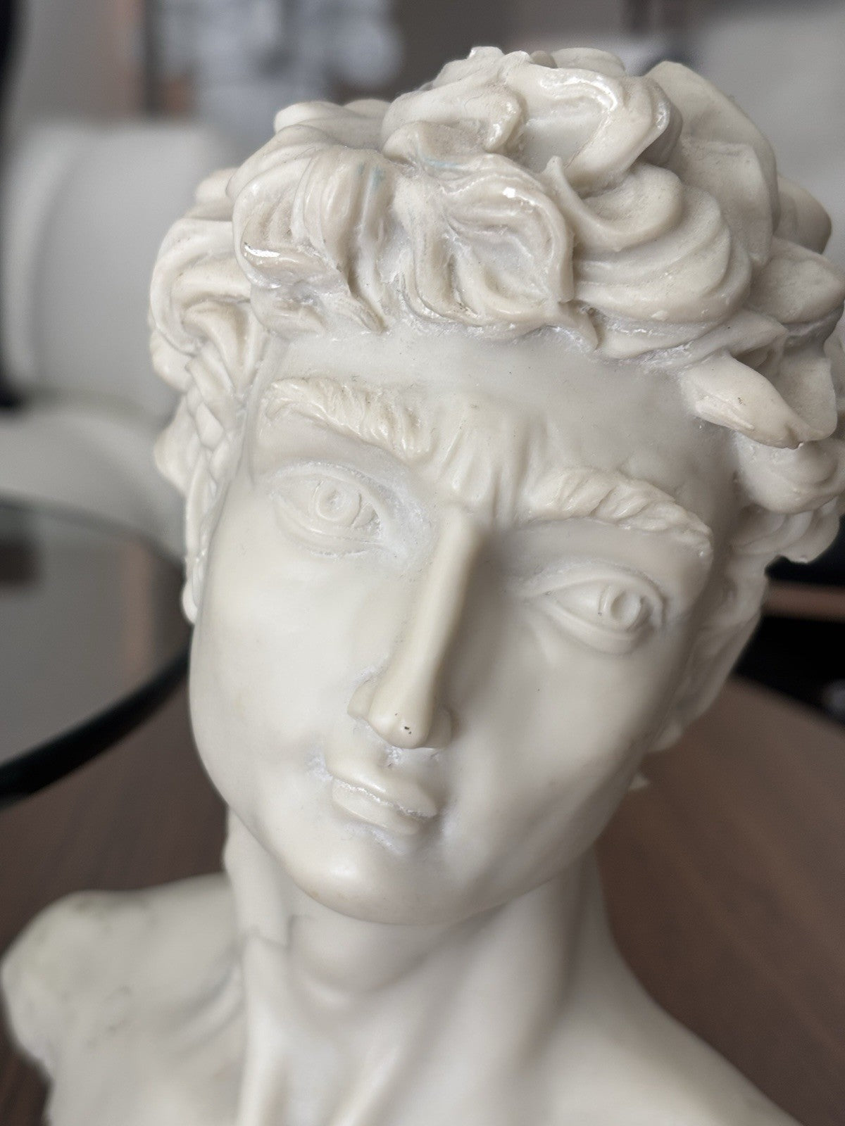 VINTAGE 1992 Michelangelo’s David Statue Bust Hand Made Marble Look Home Decor
