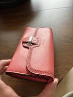 COACH Designer Soft Snap Leather Bag Wallet 14 Card Slot Pink Orange (org $225)