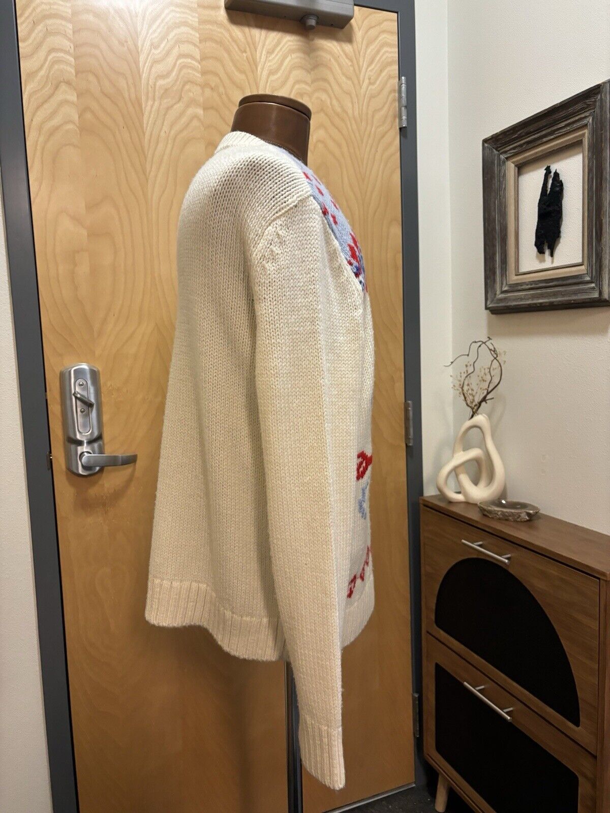 Winter COACH Ski Fair Isle Real Wool Sweater | Hand Knit | Red White Blue ($595)