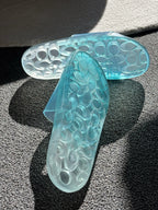 Designer COACH Ulyssa Clear Blue Rubber Jelly Slide Sandal Women Sz 7 (org $125)
