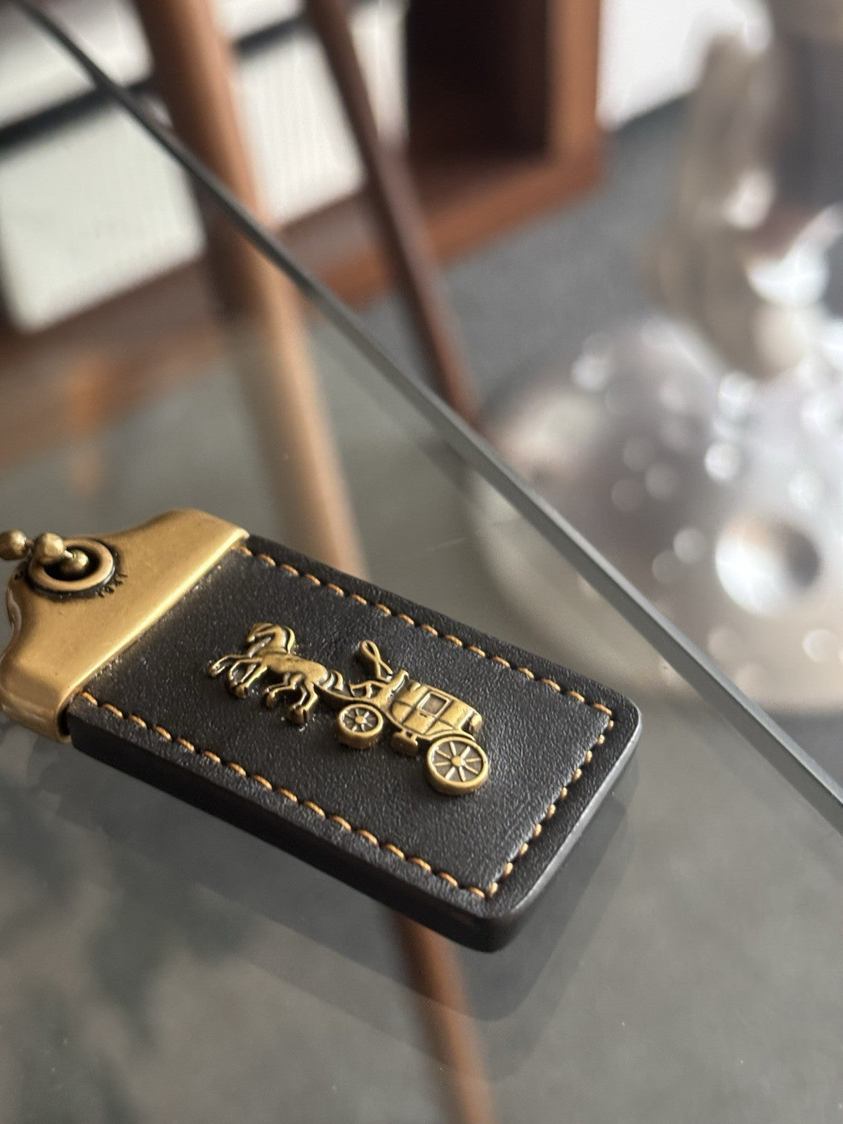 COACH 1941 Designer Hanging Tag Horse Carriage Bag Charm Fob Chain Black/Gold