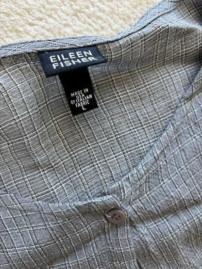 EILEEN FISHER Vintage Two Piece Linen Rayon Set Made In Canada Shirt Skirt Large
