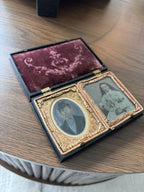 1850s Antique Victorian Double Portrait Union Case Civil War Daguerreotype Photo