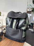 COACH Designer Backpack Rare Camo/black Pebbled Leather Suede Stripe (Org $795)