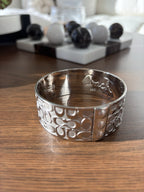 COACH Signature C Wide Bangle Bracelet Silver Plated Monogram Vintage 2000s